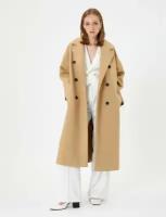 Пальто KOTON, размер 40, коричневый, белый