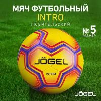 Футбольный мяч JOGEL Intro №5 жёлтый, Линейка: Active, Синтетическая кожа, Машинная сшивка, покрытия: Натуральный газон, синтетическая трава