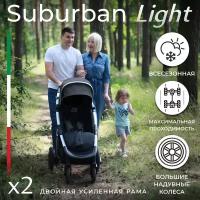 Всесезонная прогулочная коляска с надувными колесами Sweet Baby Suburban Light Grey (Air)