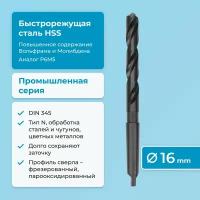 Сверло по металлу 16 мм NORGAU Industrial HSS фрезерованный профиль хвостовиком-конус Морзе, правое, DIN 345