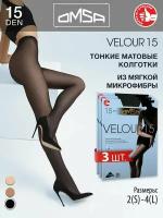 Колготки женские Omsa Oms Velour 15 Nero 2 (спайка 3 шт.)