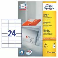 Этикетки Avery Zweckform 3422 A4 70x35мм 24шт на листе/70г/м2/100л./белый самоклей. универсальная