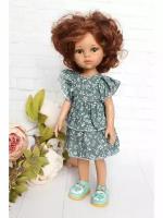 Комплект одежды и обуви для кукол Paola Reina 32-34 см (Платье волан+туфли), зеленый, бирюзовый