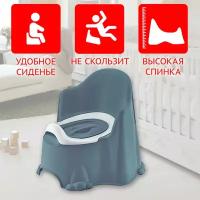 Горшок детский со спинкой Комфорт, 35х35х31,5 см DD Style серо-голубой