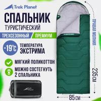 Спальный мешок TREK PLANET Chester Comfort, правая молния, цвет: зеленый