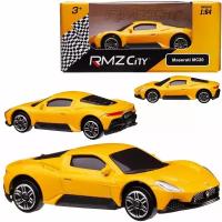 Машина металлическая RMZ City 1:32 Maserati MC 2020, инерционный механизм, двери открываются, желтый цвет