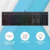 Клавиатура A4Tech Fstyler FX60H серый USB slim Multimedia LED (FX60H GREY/NEON)