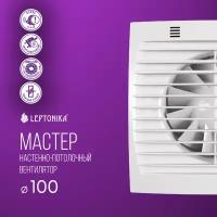 Бесшумный вытяжной вентилятор Мастер 100 мм с обратным клапаном