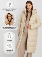 Тёплая длинная куртка-пальто с капюшоном, цвет Молоко, размер XXXL 02342520L044