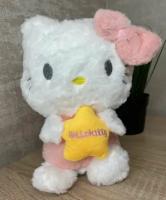 Мягкая игрушка Китти (Hello Kitty) в розовом клетчатом платье, меховая