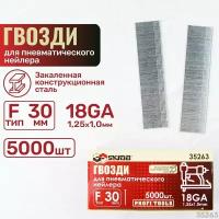 Гвозди для пневматического нейлера F30 мм 18GA 1,25х1,0 мм 5000шт Skrab 35263