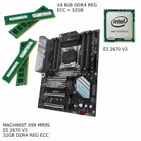 Материнская плата в комплекте с Machinist X99 MR9S + Intel E5-2670 v3 + 32 ГБ DDR4 REG ECC 2133 МГц