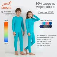 NORVEG SOFT+ Термокомплект детский бирюзовый, размер 104-110