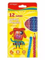 Цветные карандаши Jumbo 12 цв с принтом, трехгранные, картон