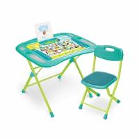 Комплект детской мебели Nika NKP1, стол + стул, голубой/зеленый