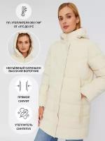 Длинная тёплая стёганая куртка-пальто с капюшоном, цвет Молоко, размер XL 023335202044