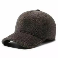 Бейсболка (кепка, шапка) мужская, женская, зимняя, шерстяная, теплая, с козырьком, регулируемая, с ушками- CityFOX