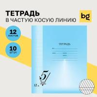 Тетрадь 12л., частая косая линия BG 