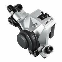 Калипер механический, Shimano BR-M375, серебо, дисковый тормоз передний или задний, Resin колодки, post mount для велосипеда