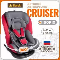 Автокресло детское поворотное Zlatek Cruiser IsoFix от 0 до 36 кг, красное