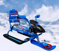 Снегокат Nika Snowpatrol СНД2, со спинкой, до 100 кг, принт гонщик/голубой каркас