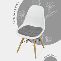 Подушка на стул из микровелюра, 38x39 см, темно-серый