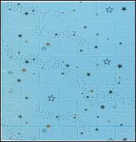 Комплект самоклеящихся 3D панелей для стен LAKO DECOR, Детская комната, Звездное небо (голубой кирпич), 70x600см