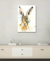 Картина - Заяц, зайцы, зайчонок, зайка, ушастый заяц, пушистый заяц, заяц портрет, заяц акарель, заяц рисунок, заяц арт (5) 20х30