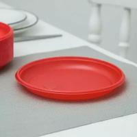 Набор красных одноразовых тарелок D-170, 18 шт