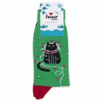 Носки St. Friday Новогодние носки, размер 42-46, черный, зеленый, красный
