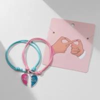 Комплект браслетов Tell your story, металл, эмаль, 2 шт., размер 7 см, голубой, розовый