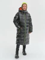 Пальто утепленное подростковое, зимний пуховик для девочекWBR, 68-016, черный 164