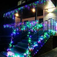 Новогодняя электрическая гирлянда уличная бахрома 6 метров занавес светодиодная растяжка с коннектором уличная электрогирлянда на дом, цветной