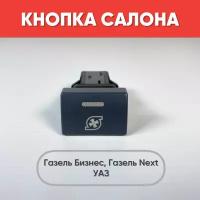 Кнопка салона с рисунком на Газель Бизнес, Газель Next, УАЗ (зеленая подсветка)