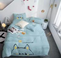 Детское постельное белье Mency 1,5 спальное сатин наволочка 50x70 голубой