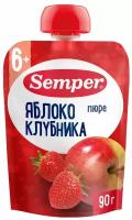 Semper - пюре яблоко и клубника (пауч), 6 мес, 90гр