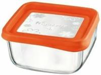 Контейнер для продуктов Bormioli Rocco FRIGOVERRE, с оранжевой крышкой, 1000 мл, 15х15 см