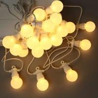 Winter Deco Гирлянда из лампочек Party Lights 10 м, 20 ламп, теплые белые LED, белый ПВХ, соединяемая, контроллер, IP44 ECO-020F-G-WWW