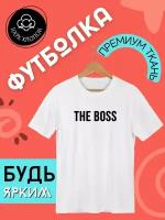 Футболка белая 100% хлопок с принтом THE BOSS 50/52 XL