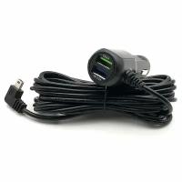 Универсальный угловой кабель MyPads MIni-USB для видеорегистратора с двух портовым USB автомобильным зарядным устройством с быстрой зарядкой QC 3