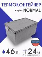 Термоконтейнер STP normal 46 л. / Ударопрочный термобокс из вспененного полипропилена для доставки замороженных и охлажденных продуктов