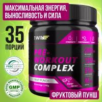 1WIN Предтренировочный комплекс энергетик Pre-workout, вкус Фруктовый пунш, 35 порций