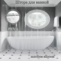Штора для ванной INTERIORHOME, Ш200хВ200см, прозрачная, материал PEVA