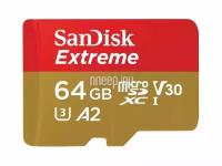 Карта памяти 64Gb microSDXC Sandisk Extreme Class 10 UHS-I U3 V30 A2 (SDSQXAH-064G-GN6MN)