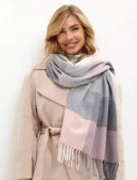 Палантин Cashmere, 180х70 см, серый, розовый