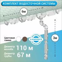 Набор Водосточной системы U110/67 для крыши L6 м белый