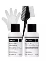 Пробный набор (Шампунь + Кератин + Перчатки + Кисть) для кератинового выпрямления волос Ultra+ BTpeel, 3*50 мл