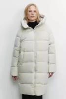 Пальто женское Befree Пальто длинное стеганое утепленное с капюшоном 2341070115-60-S молочный размер S