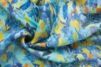 Ткань голубой лен с морскими животными