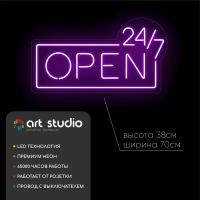 Неоновая вывеска open24 38х71